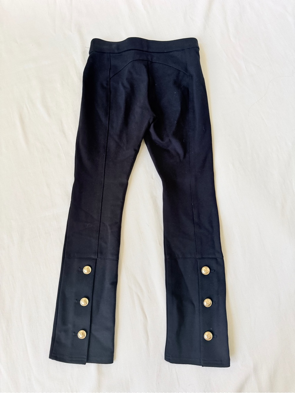 Tory Burch Womens Pants Crop Slim Business Casual Black Stretchy Gold Button XXS